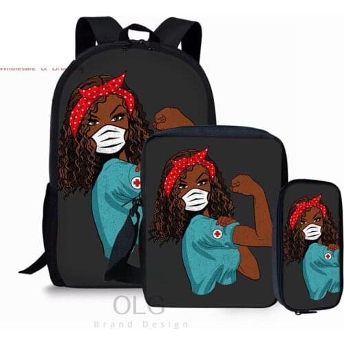 3PCS/Sets Schoolbag African Nationalism 3D Printed School Backpack For Girls Multifunction Bagpack Kids Sac A Dos Fille