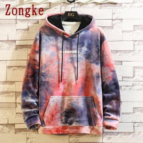 Zongke Tie Dye Hoodie Men Clothing Hip Hop Man Hoodies Men 2021 Japanese Streetwear Harajuku Hoodie Sweatshirt M-3XL Clothes