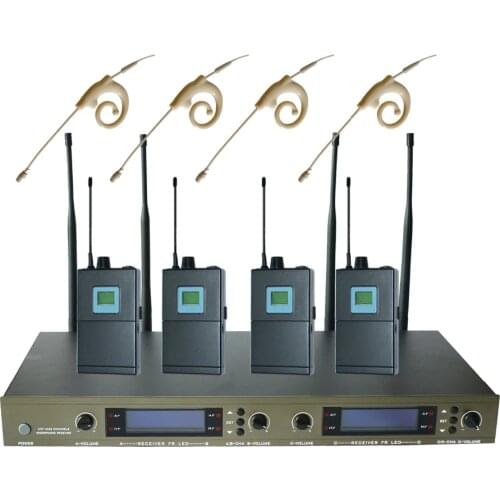 U-4004-OK-1B/E-7 UHF/PLL 4 Channels Diversity Wireless Bodypack Microphone System with 4 Beige Earset Mic