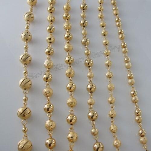 Min Order 10$ Can mix Design /6 STYLES AVAILABLE - YELLOW GOLD GP FILLED BRASS BALL BEADS LINK BRACELET REFER TO THE PICTURE