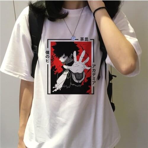 Academia Anime Print Fun Casual T-shirt Summer Harajuku My Hero Cool Hip Hop Boku No Hero Loose Streetwear Dabi Graphic Tops Tee