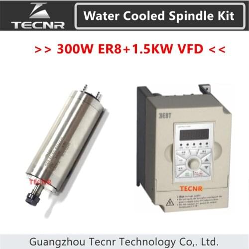 High speed 300W water cooled spindle motor 60000RPM 75V ER8 collet milling spindle with 1.5KW BEST frequency inverter