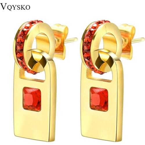 New Sale Real Italina Earrings for women Gold-Color Fashion Stud Earrings zirconia