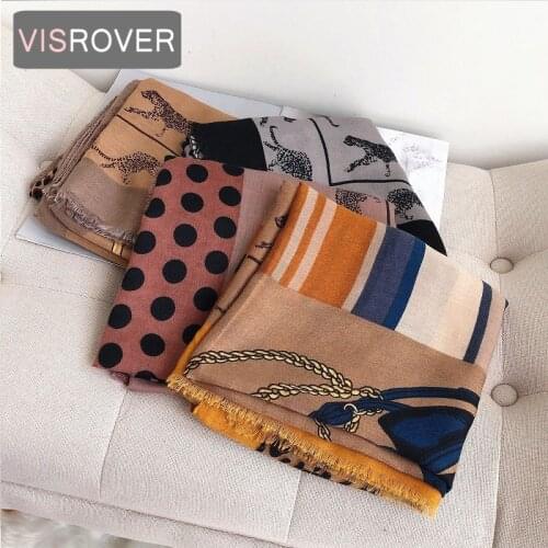 VISROVER 2020 Fashion Autumn leopard dot Print Viscose Scarf With Fringer yellow Wraps Winter Shawl Spring Beach Wholesales Gift