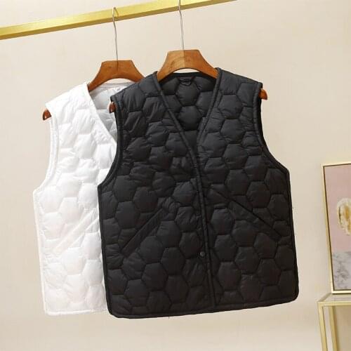 Womens Cotton-padded Jacket Vest 2021 New Korean Style Short Lightweight Outer Wear Fashionable All-match Cotton Vest