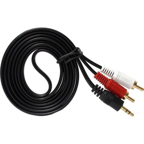 1.5M Gold 3.5mm 1/8" Male Mini Plug To 2 RCA Stereo Phono Audio Speaker Cable