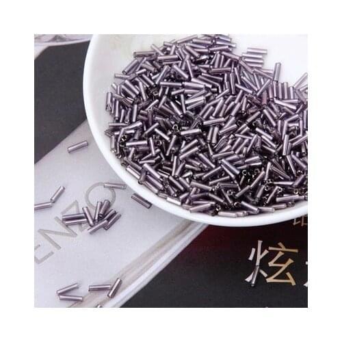 2017 Hot Sale 2*6MM 60G/1440Pcs Silver Core Czech Glass Seed Bugle Beads Jewelry Garment Accessories Grey Spangles