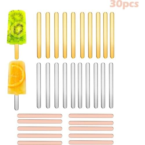 30PCS Acrylic Reusable Cakesicle Popsicle Sticks Mini Cake Pop Sticks For Ice Cream Candy Lollipop Kitchen DIY Craft Supplies
