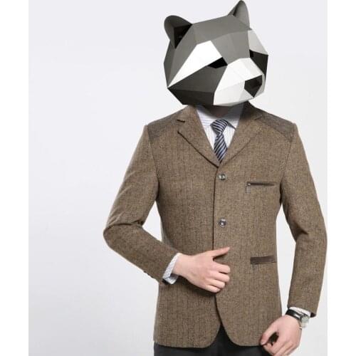 3D Paper Mask Fashion Racoon Animal Costume Cosplay DIY Paper Craft Model Mask Christmas Halloween Prom Party Gift
