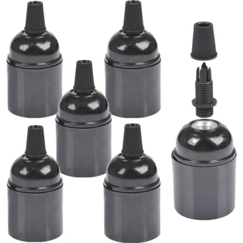 6-Pack Bakelite Lamp Holder E26/ E27 Light Socket Vintage Bulb Socket ES Screw Lampholder for Ceiling/Pendent/Floor