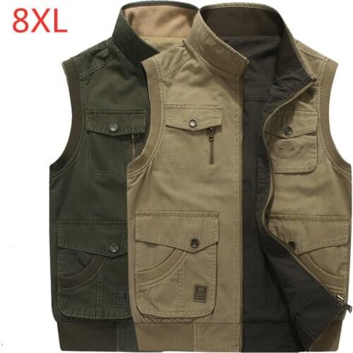 8XL Outdoor Military Tactical Man Loose Breathable Comfort Multi Bag Two-sided Clothes Hiking Camping Fishing Camping Male Vest