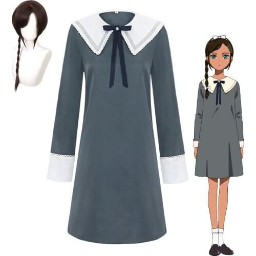 Anime WONDER EGG PRIORITY Neiru Aonuma Cosplay Costumes School Uniform Full Set Accessory Wig Synthetic Hair Halloween Party