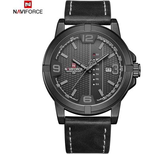 Men’s Watches Top Luxury Brand NAVIFORCE Sports Quartz Watch Men Leather Waterproof Date Analog Clock Watches Relogio Masculino