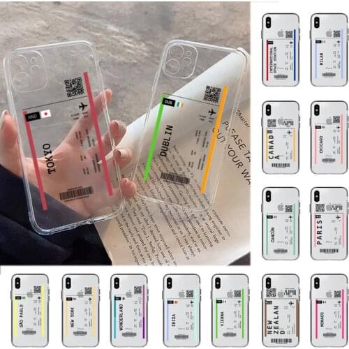 YNDFCNB Dubai Singapore World City travel ticket label Phone Case for iPhone 11 12 pro XS MAX 8 7 6 6S Plus X 5S SE 2020 XR