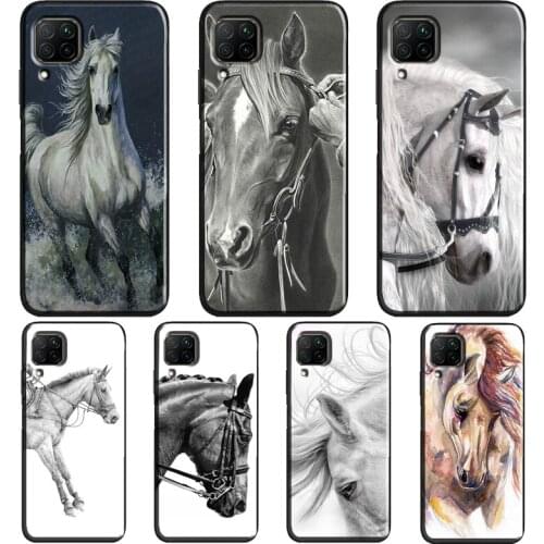 Horse Sketch Case For Huawei P30 Pro P20 P40 Lite Mate 20 10 P Smart 2019 2021 Nova 5T Honor 8X 9X 10i