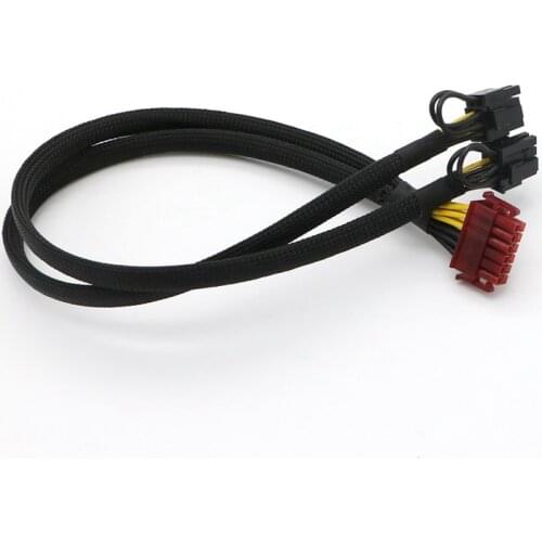 Black Sleeved 12Pin to Dual PCI-E 8Pin (6+2Pin) Power Cable for Enermax Modular PSU