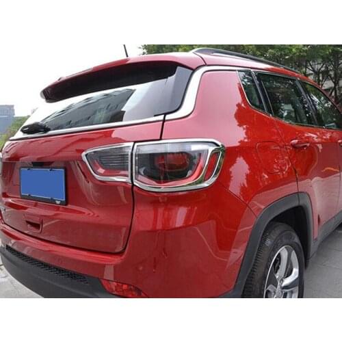 For Jeep Compass 2017 2018 Chrome Rear Tail Lights Lamp Cover Moulding Trims 4pcs Free Shipping
