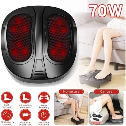 100-240V Car Electric Heating Foot Massager Heat Therapy Relaxation Kneading Roller Shiatsu Foot Massage Machine for Relief Leg