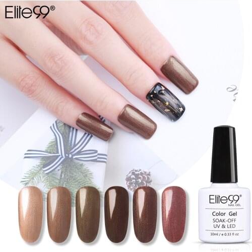 Elite99 10ml Bronze Color Gel Varnish Soak Off Nail Art Manicure Gel Polish Lacquer Long Lasting Coffee Color UV Gel Nail Polish