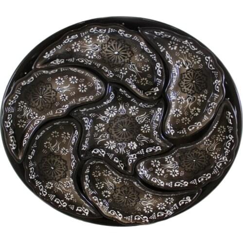 Handmade Ceramic Turkish Bowls For Cookie and Chips Set of 9, Brown