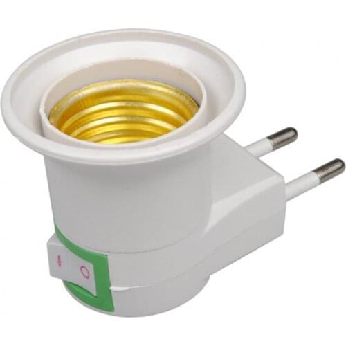 Hot Selling E27 LED Lamp Holder Male Sochet Base Type To AC Power 220V EU Plug Bulb Adapter Converter + ON/OFF Button Switch