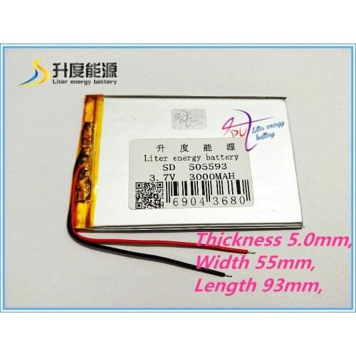 Best battery brand 3.7V 3000MAH rechargeable batteries, 505593, 505595 battery MP4't a MP5 GPS navigator battery c tablet batte