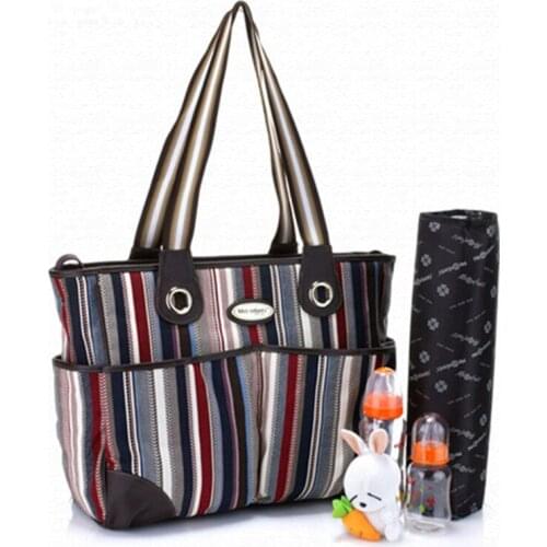 Mesenfants 2 PCS/set Stripe Baby Nappy Bags Large Capacity Multifunction Diaper Bag Mother Maternity Handbag Baby Stroller Bag