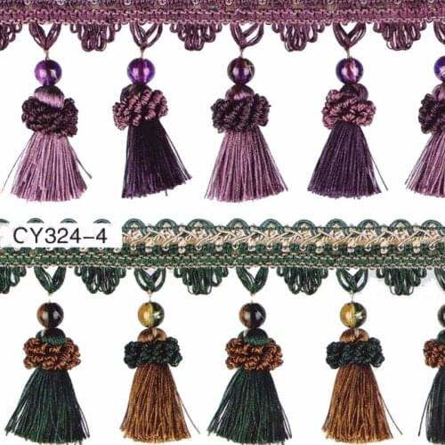5 Stars Hotel Articles Fashion lace mini dresses patchwork Curtain Beads tassels Rim patchwork Drapes Fringe Tassels For Sewing