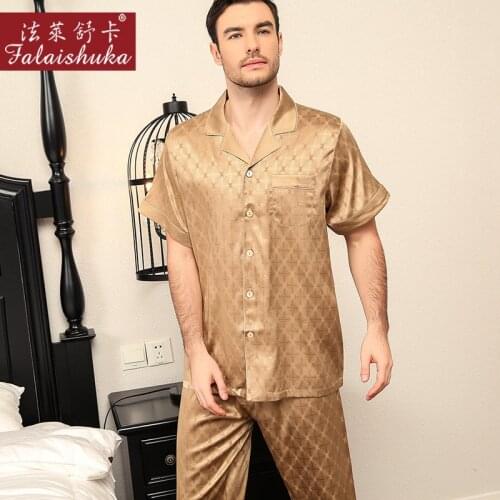 Quality Noble 100% mulberry silk pajamas sets mens 19 momme elegance natural silk short sleeve pyjamas for male homewear