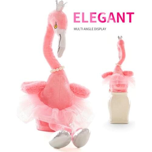 English Sing Stuffed Swan Flamingo Peacock Plush Toys with Crown Electric Swing Stuffed Animals Doll Toy for Kids Gift TY0498