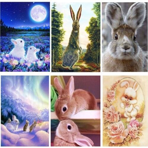 Moon Night Rabbit 5D Diy Full Square and Round Diamond Painting Embroidery Cross Stitch Kit Wall Art Club Home Bedroom Decor