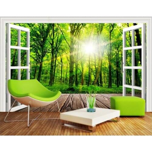 Custom photo 3d wallpaper Non-woven mural Forest landscape window decoration painting 3d wall murals wallpaper for living room