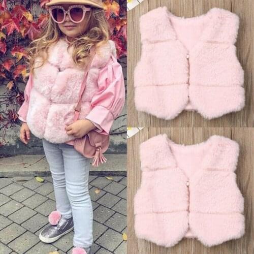 New Fall Fashion Kids Baby Girls Faux Fur Vest Girl Warm Winter Jacket Coat