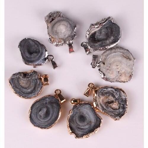 Cute Natural Rock Grey Gold Silver Color Design Women Men Best Friends Charming Crystal Stone Charms Pendant for Lovers