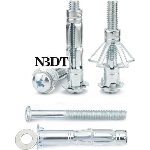 20Pcs Zinc Plated Steel Bolt Hollow Wall Anchor Screws For Cavity Drywall Plasterboard Tile