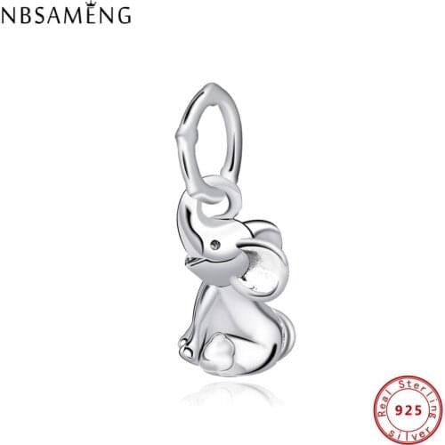 Original 925 Sterling Silver Charms Beads Fit Bracelet Cute Silver Elephant Pendant Charm Women DIY Fashion Jewelry