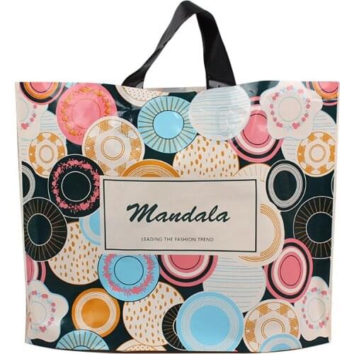 Colors Circle Clothing Gift Storage Pouches Shopping Plastic Clothes Bags With Handles 10pcs 33x25+6cm