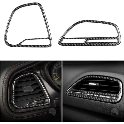 Genuine Carbon Fiber For Dodge Challenger 2015-up Car Dashboard Side Air Outlet Cover Trim Car Styling
