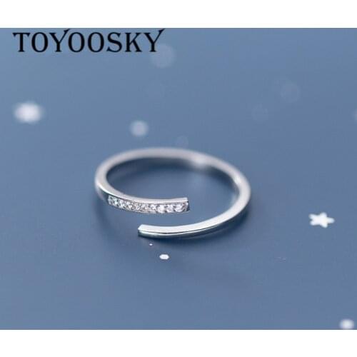 Real 925 Sterling Silver Opening Adjustable Finger Ring Cubic Zirconia Rings For Teen Girl Women Fine Jewelry