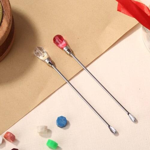 Stainless Steel Wax Pills Mix Tool Burning Melted Seal Wax Stirring Mixing Spoon Lacquered Rod Pink White Stamp Tools