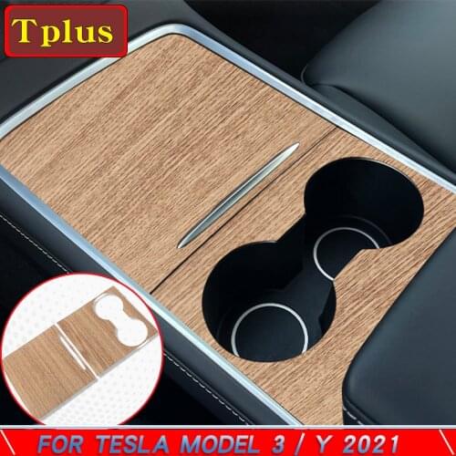 Tesla Model 3 2021 Car Central Control Panel Protective Wood Grain For Model3 Y Accessories Carbon Fiber ABS Patch Interior Film