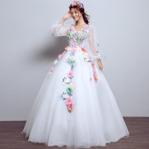 Long Sleeve Vestidos Party Dress Quinceanera Dresses Sweet Flower Ball Gown Robe De Bal Quinceanera Dress Plus Size