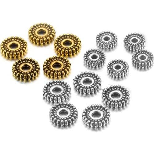 100pcs Antique Silver Color European Big Hole Beads Spacer Beads Charm Pendants Jewelry Accessories DIY Fit Diy Bracelet