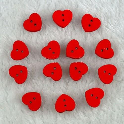 100pcs/set Red Heart Wood Buttons Knit Sewing Scrapbooking Cardmaking Craft DIY Supplies