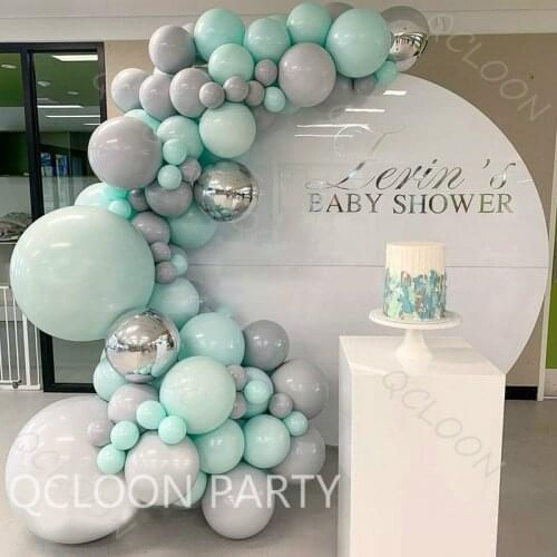 105pcs Garland Arch 4D Aluminum film Sliver Macaron Gray Green Blue Birthday Wedding Baby Shower Anniversary Party Decor