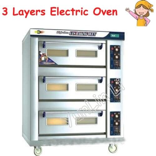 3 Layers 6 Trays Pizza Oven 380V Stainless Steel Bread Toaster Electric Baking Machine DFL-36