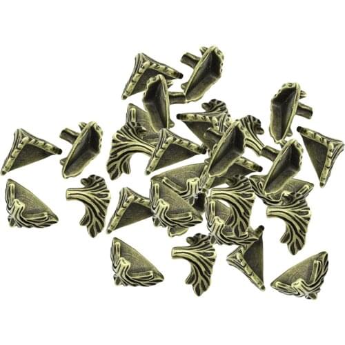 30PCs Box Corner Foot Protector Desk Box Edge Antique Bronze Pattern Carved 19mm x 11mm