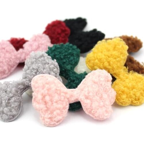 36Pcs 3*5cm Teddy Plush Bowknot Padded Appliques For Crafts Handmade Ornament Headwear BB Clip Decor Accessories