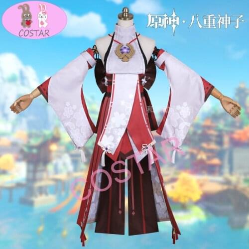Anime! Genshin Impact Yae Game Suit Gorgeous Kimono Lovely Uniform Cosplay Costume Halloween Carnival Outfit For Women 2021 NEW