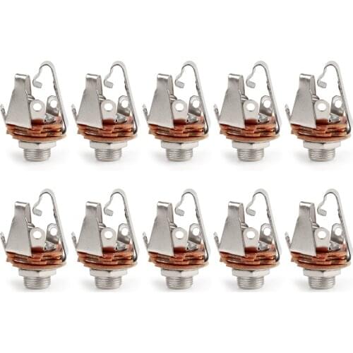 Areyourshop 10Pcs 1/4" 6.35mm Stereo Guitar Output Jack Female Solder Connector